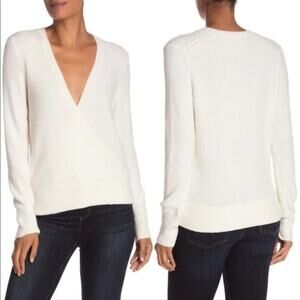 Madewell Sweater Sz XS Wrap-Front in Coziest Yarn Cream White